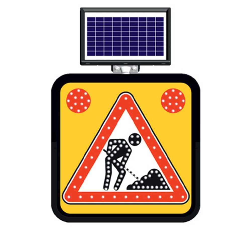 Solar ''Construction'' Sign 60 x 60 cm