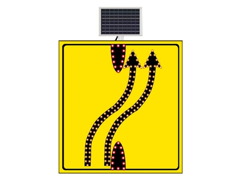 Solar ''Dual Lane End Merge Right'' Sign 110 x 120 cm