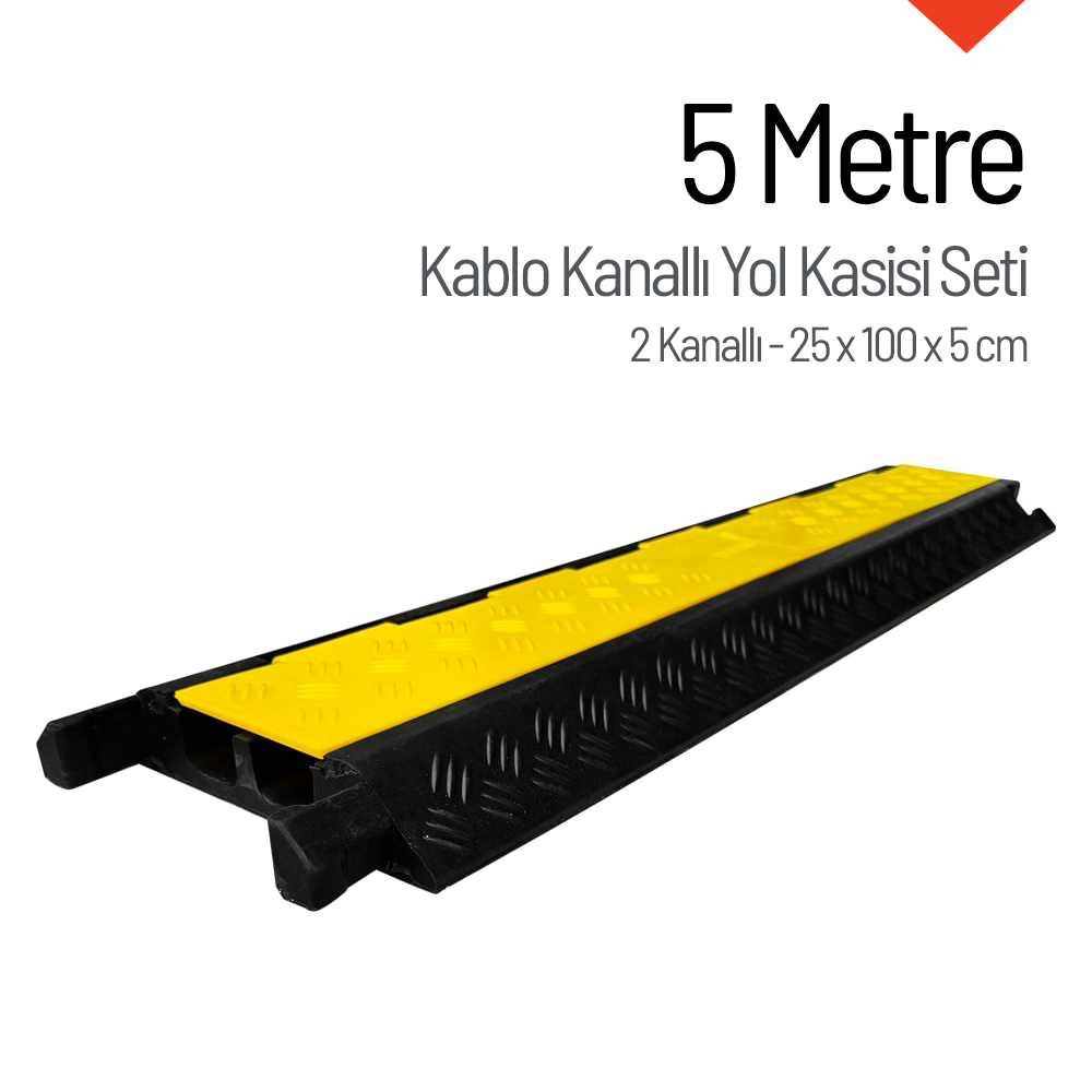 Kablo Kanallı Yol Kasisi Seti 5 Metre - 2 Kanallı 25 x 100 x 5 cmKablo Kanallı Hız Kesici