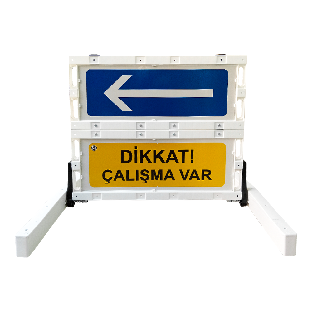 Folding Warning Barrier with Signboard 100 x 91 cm