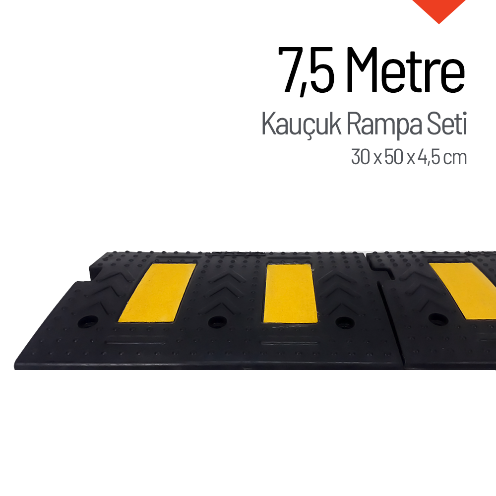 Kauçuk Rampa Set, Otopark Rampası, Kaldırım Rampası 30 x 50 x 4,5 cm 7,5 MetreKauçuk Rampa Setleri