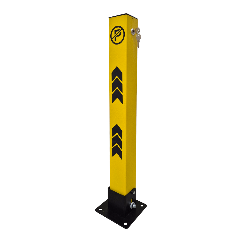 2- Pack Folding Parking Post with Integral Lock 75 cm, YellowLocking Parking Posts