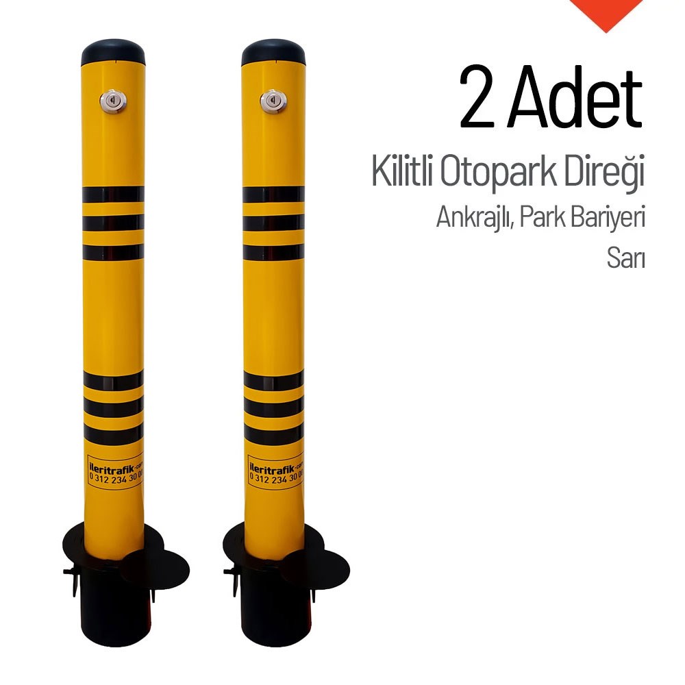 Kilitli Otopark Direği Çıkan Ankrajlı, Park Bariyeri 2li SetKilitli Park Direkleri