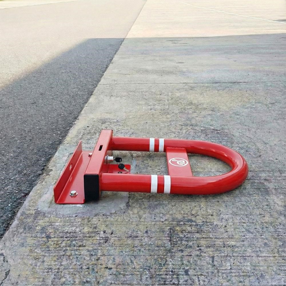 Kırmızı Kilitli Otopark Direği 50 cm, Yatar U Tip Park BariyeriKilitli Park Direkleri