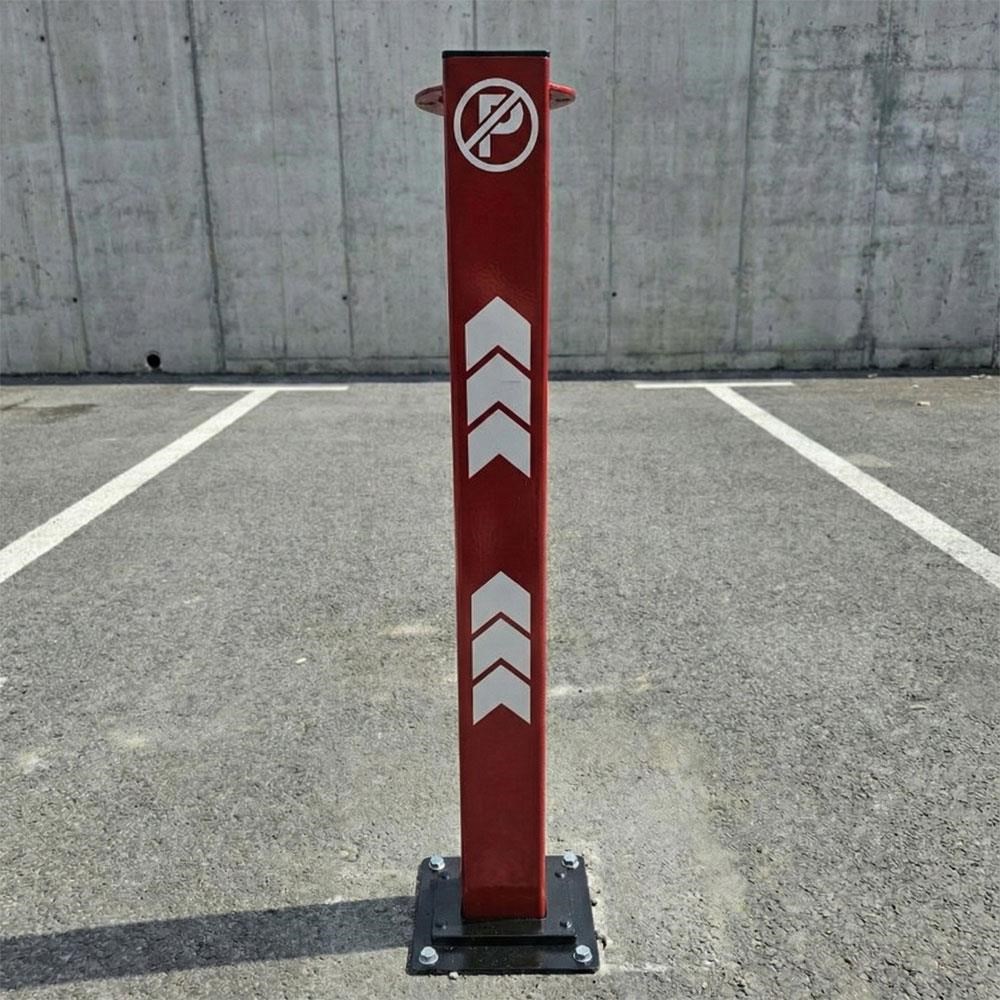 Kırmızı Kilitli Otopark Direği 75 cm, Çıkan Tip Kızaklı Park BariyeriKilitli Park Direkleri