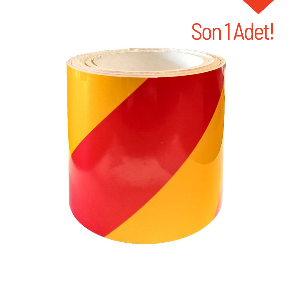 Kırmızı - Sarı Reflektif Bant, Reflektif Şerit 10 cm x 10 mReflektif  Bant-Reflektör