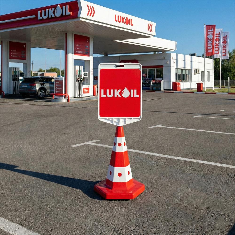 Lukoil Logo Çift Taraf Baskı Trafik Koni Seti Trafik DubasıTraffic Cones Sets