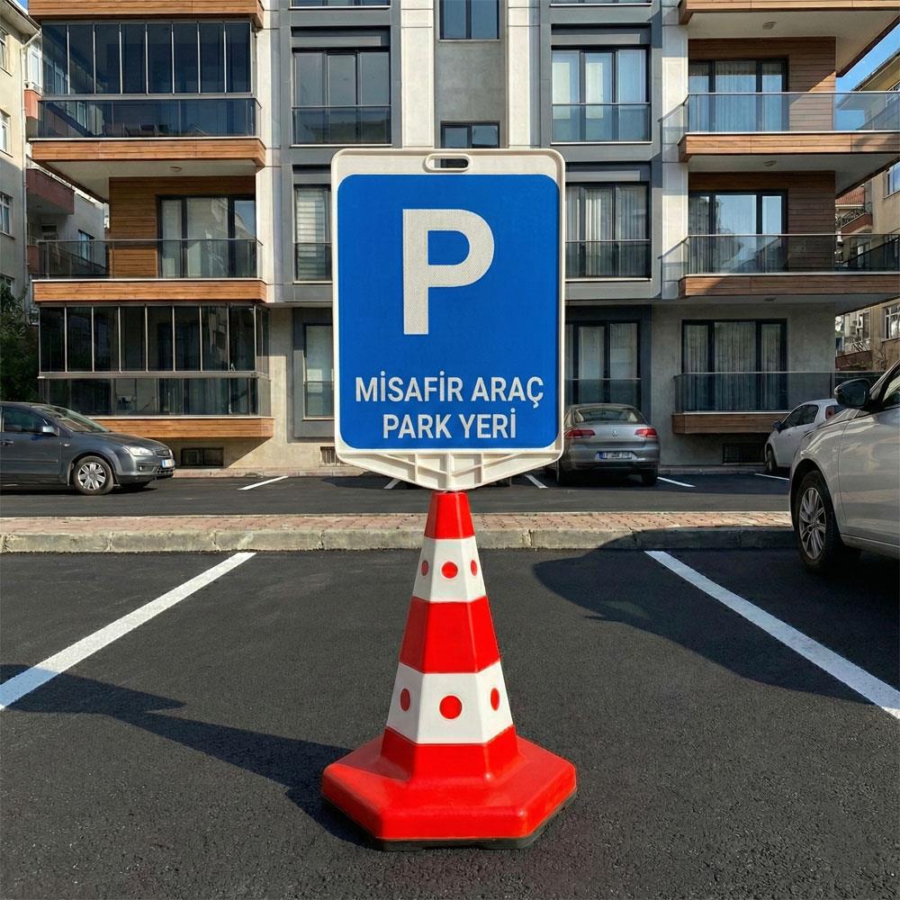 Misafir Araç Park Yeri Çift Taraf Baskı Klasik Kedi Gözlü Ağırlıklı Koni Seti Trafik DubasıTraffic Cones Sets