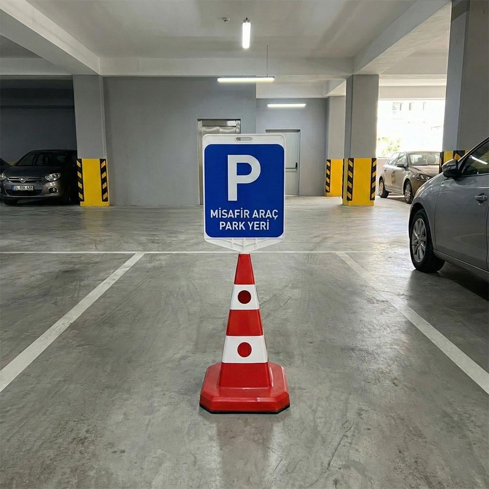 Misafir Araç Park Yeri Logo Ultra Kedi Gözlü Trafik Koni SetiTrafik Konisi Setleri