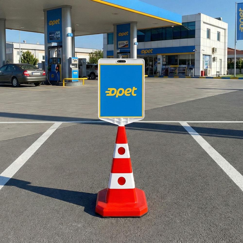 Opet Logo Çift Taraf Baskı Trafik Koni Seti Trafik DubasıTraffic Cones Sets