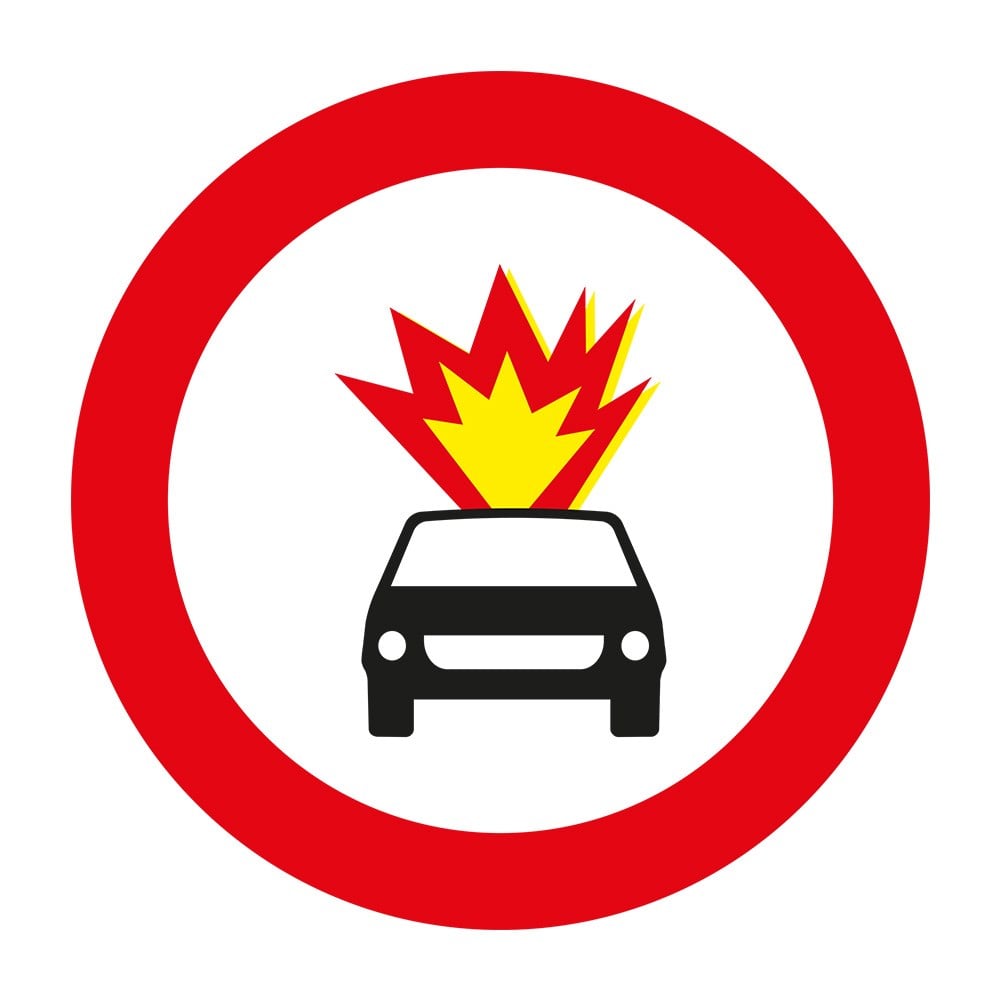 ''No Vehicles Carrying  Inflammable Material'' Sign TT-16a