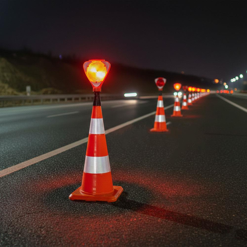 PVC 75 Koni + Üçgen Flaşör Seti Trafik DubasıTrafik Konisi Setleri