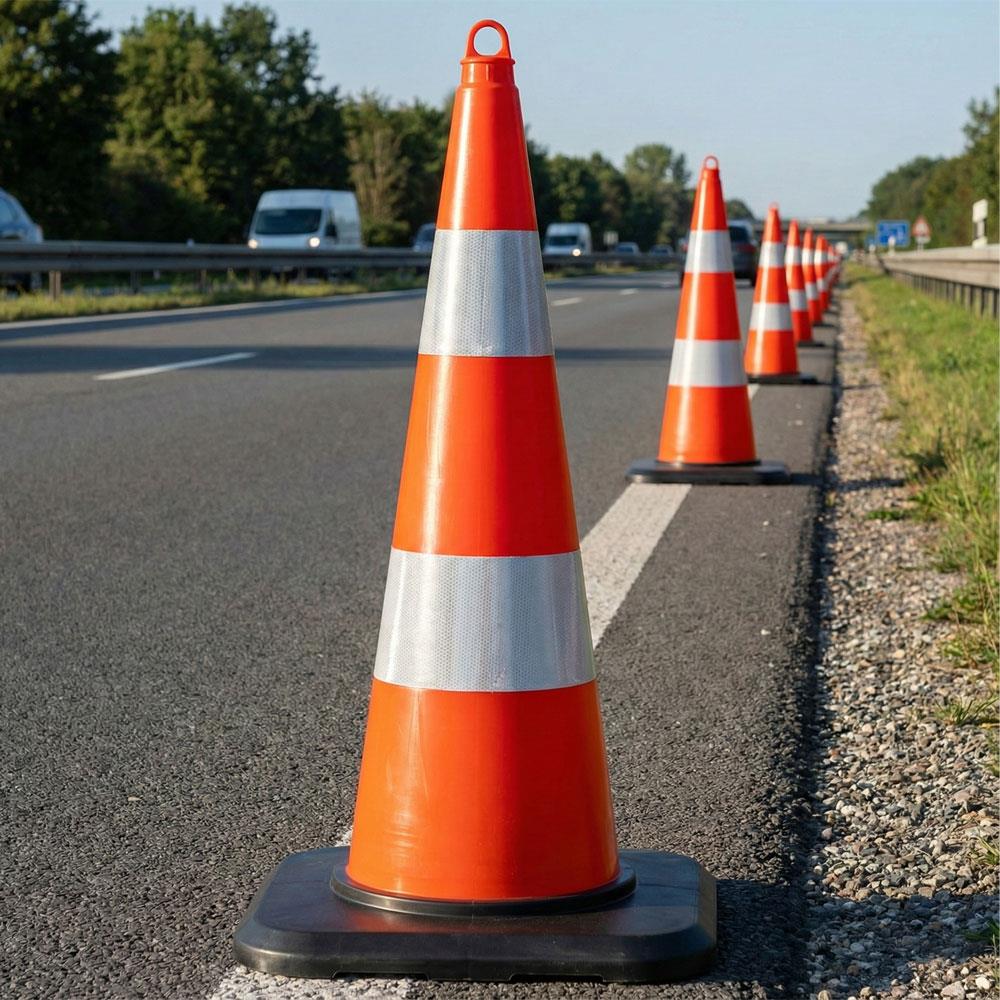 PVC Trafik Konisi 90 cm Çift Reflektifli Trafik Dubası AğırlıklıTrafik Konisi PVC 90 cm