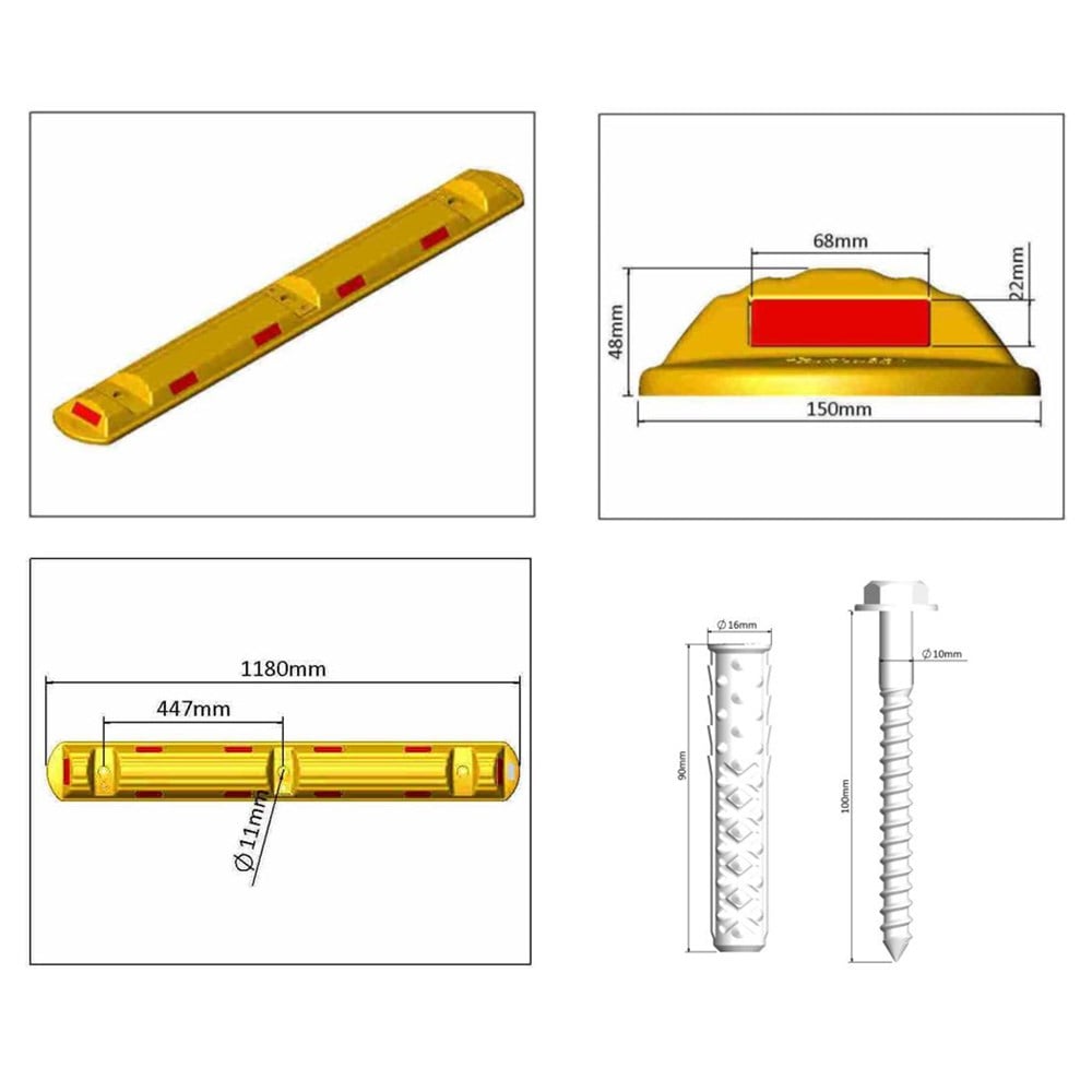 Channelizer, Curb Base 120 x 15 x 5 cmPlastic Lane Channelizers