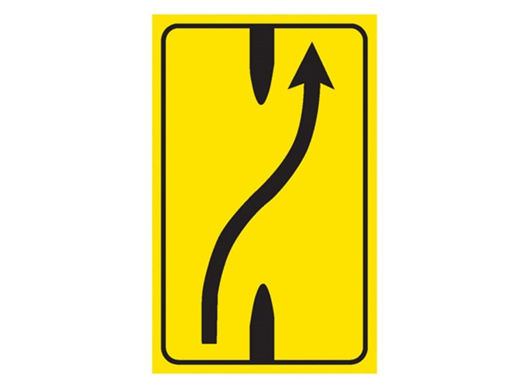 ''Left Lane Ends'' Sign 100 x 120 YB-7A