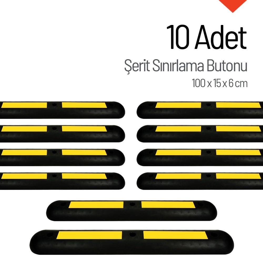 Şerit Sınırlama Butonu 100x15x6 cm Onlu SetKauçuk Şerit Düzenleme