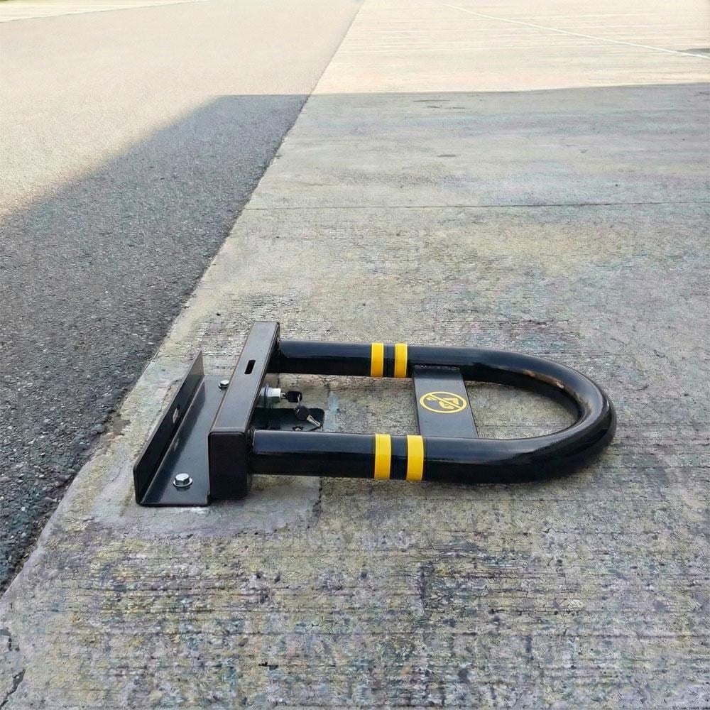 Siyah Kilitli Otopark Direği 50 cm U Tip Yatar Park BariyeriKilitli Park Direkleri
