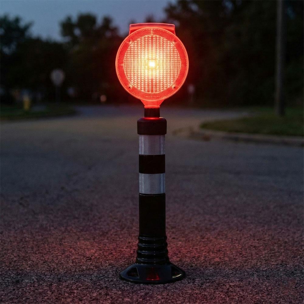 Red Solar Barricade Flasher-CircularSolar Flashers