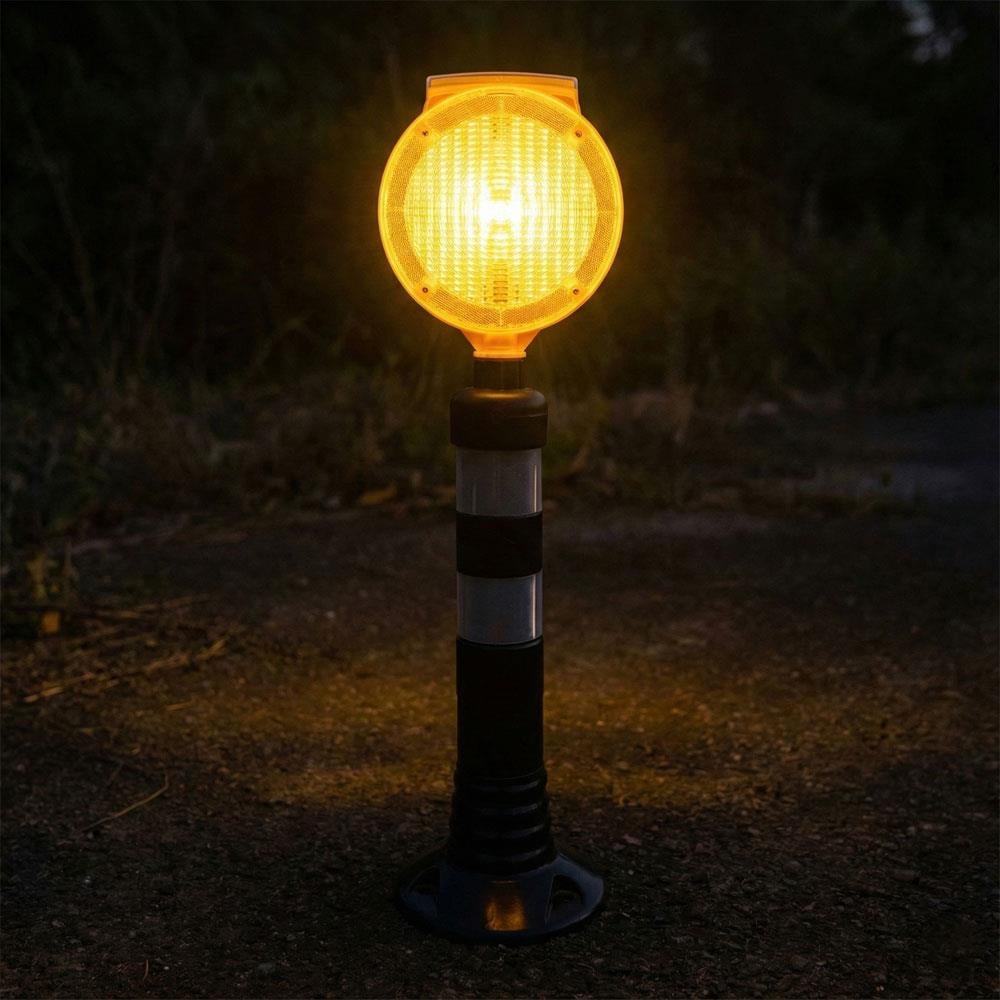 Yellow Solar Barricade Flasher-CircularSolar Flashers