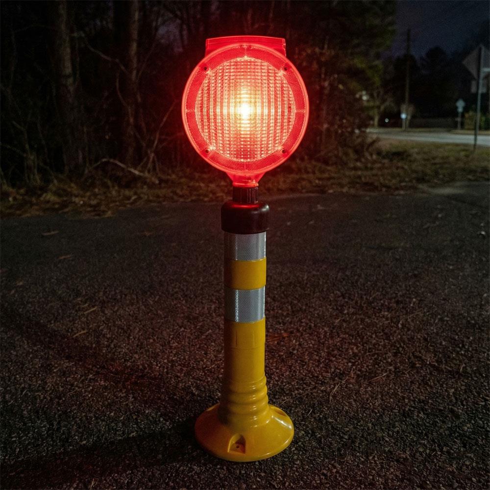 Solar Red Circular Flasher- Delineator Set Delineator Sets