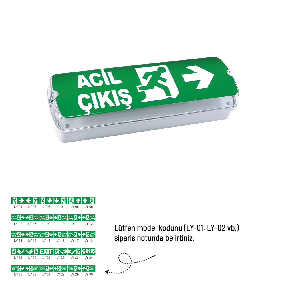 Tekyüz Acil Çıkış Yönlendirme Armatürü B Seri 74 x 355 x 118mmSıva Üstü