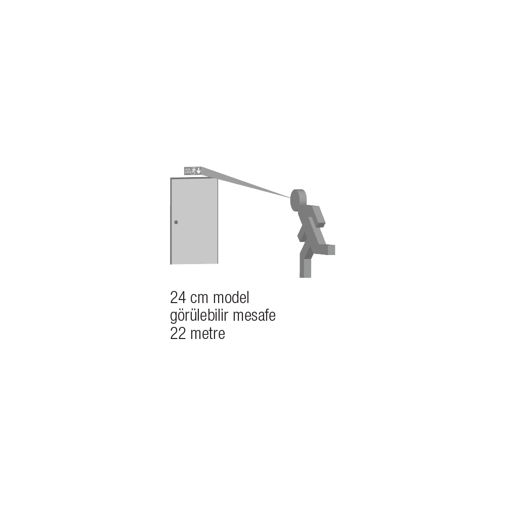 Tekyüz Sıva Altı Acil Çıkış Yönlendirme Armatürü SF Seri 40 x 240 x 170 mmSıva Altı
