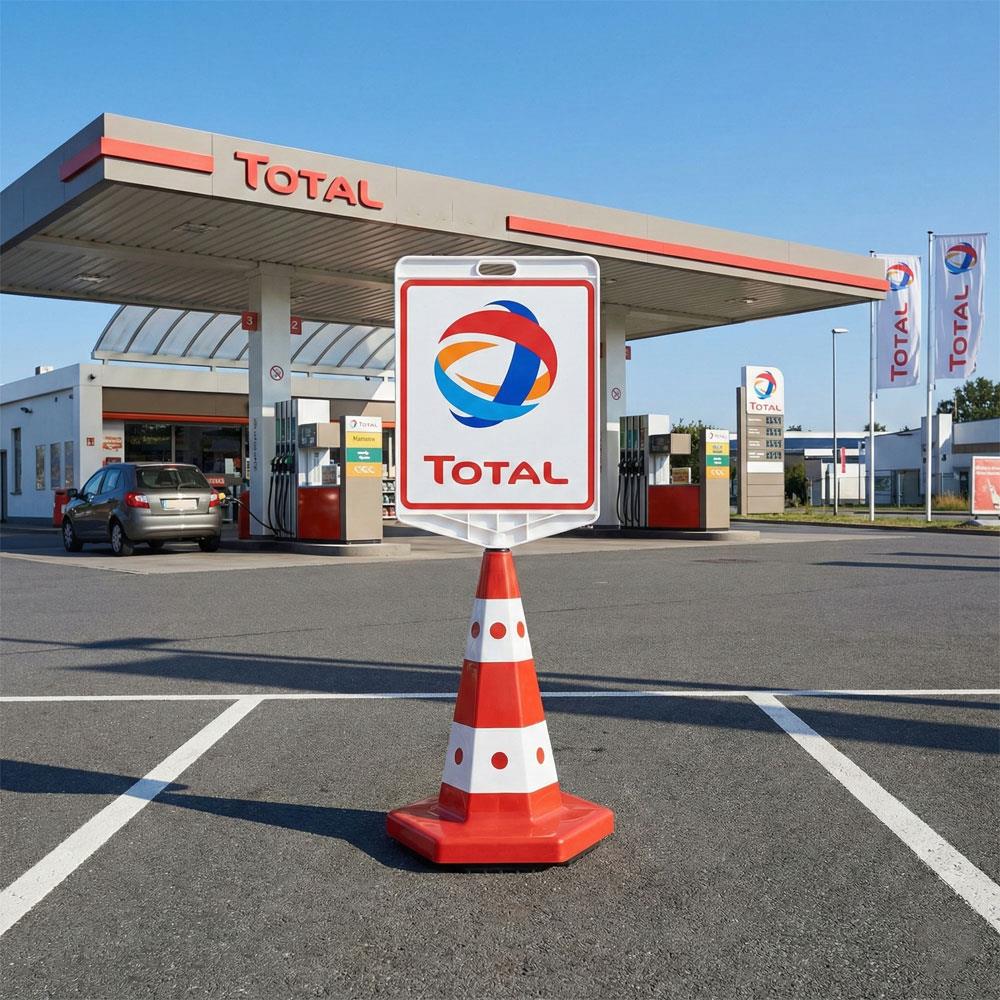 Total Logo Çift Taraf Baskı Trafik Koni Seti Trafik DubasıTrafik Konisi Setleri