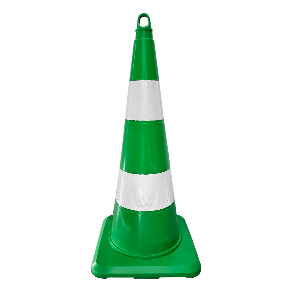 TPE Yeşil Trafik Konisi 75 cm Çift Reflektifli - Ağırlıksız Trafik DubasıTrafik Konisi PVC - TPE 75 cm