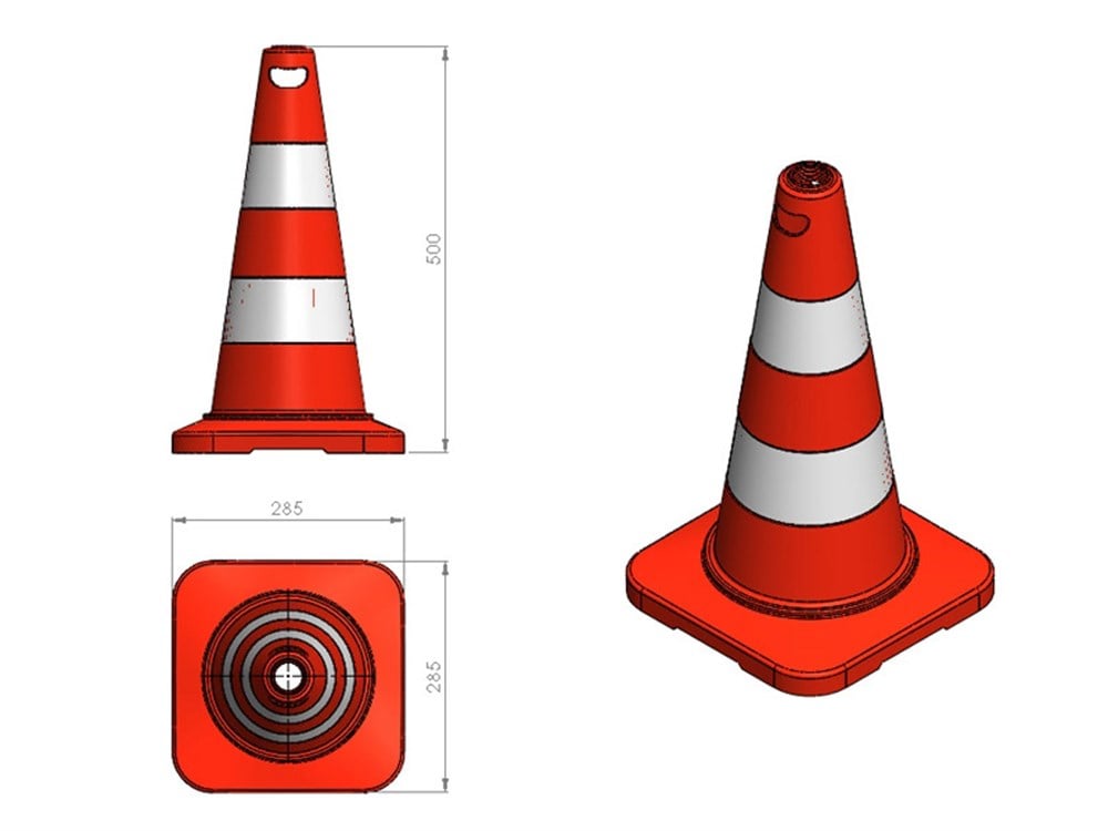 Trafik Konisi 50 cm Çift Reflektifli Trafik Dubası