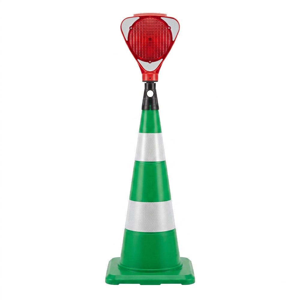 Üçgen Solar Kırmızı Flaşörlü 75 cm Yeşil Trafik Konisi SetiTraffic Cones Sets