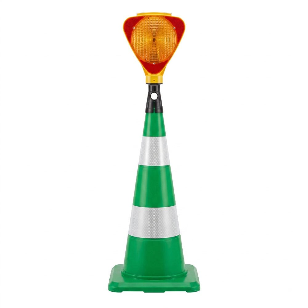 Üçgen Solar Sarı Flaşörlü 75 cm Yeşil Trafik Konisi SetiTraffic Cones Sets