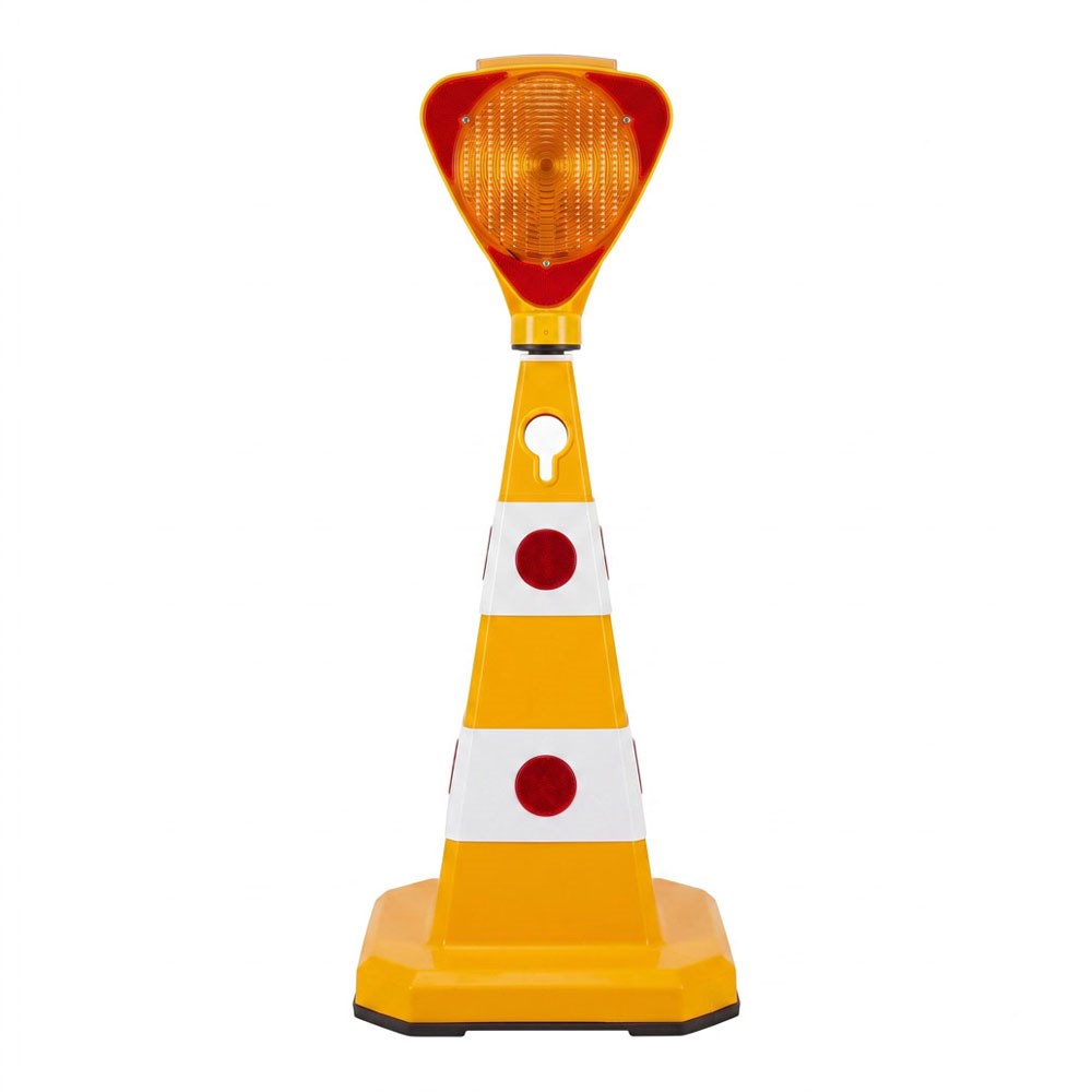 Üçgen Solar Sarı Flaşörlü Sarı Trafik Konisi SetiTrafik Konisi Setleri