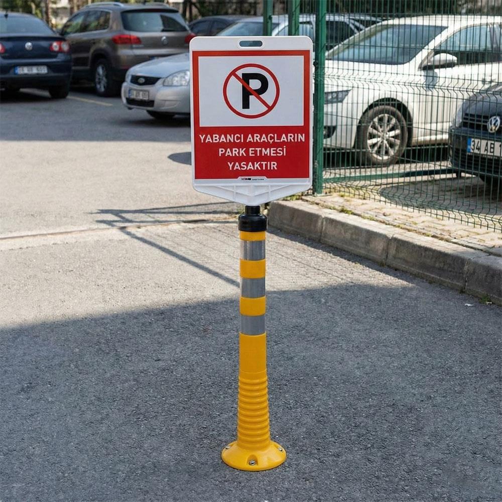 Yabancı Araçların Park Etmesi Yasaktır Çift Taraf Baskı Sarı Delinatör SetiDelineator Sets