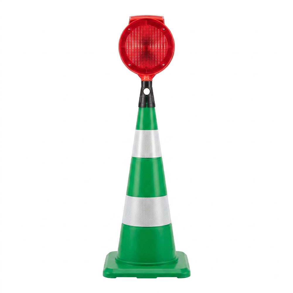 Yuvarlak Solar Kırmızı Flaşörlü 75 cm Yeşil Trafik Konisi SetiTraffic Cones Sets