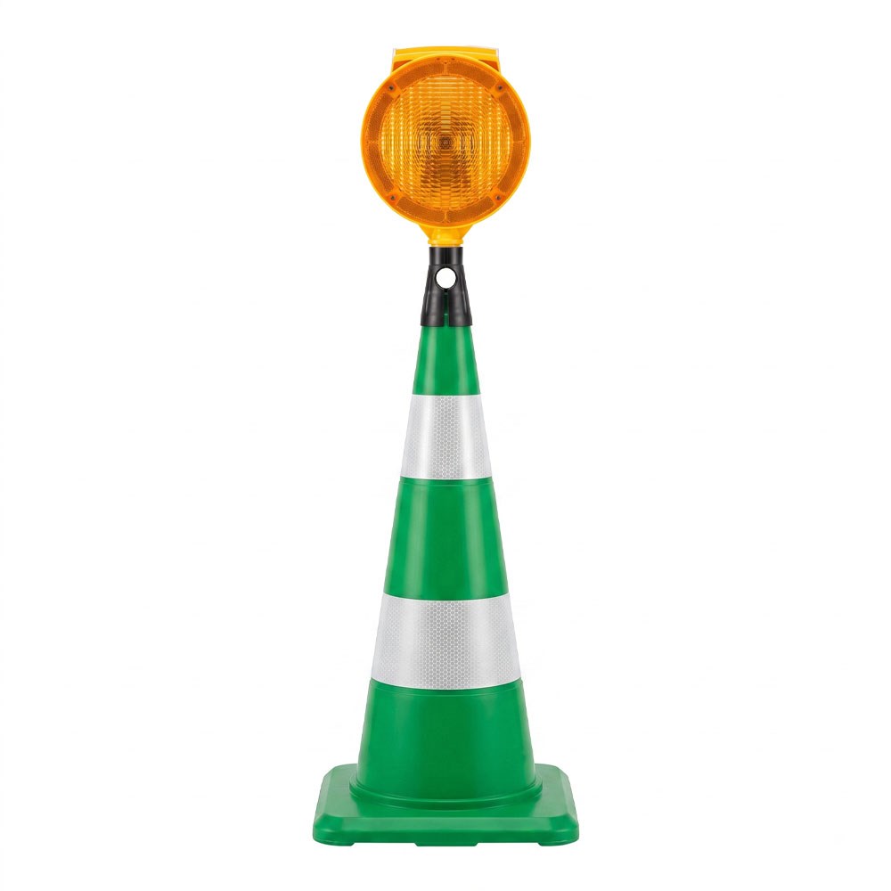 Yuvarlak Solar Sarı Flaşörlü 75 cm Yeşil Trafik Konisi SetiTraffic Cones Sets