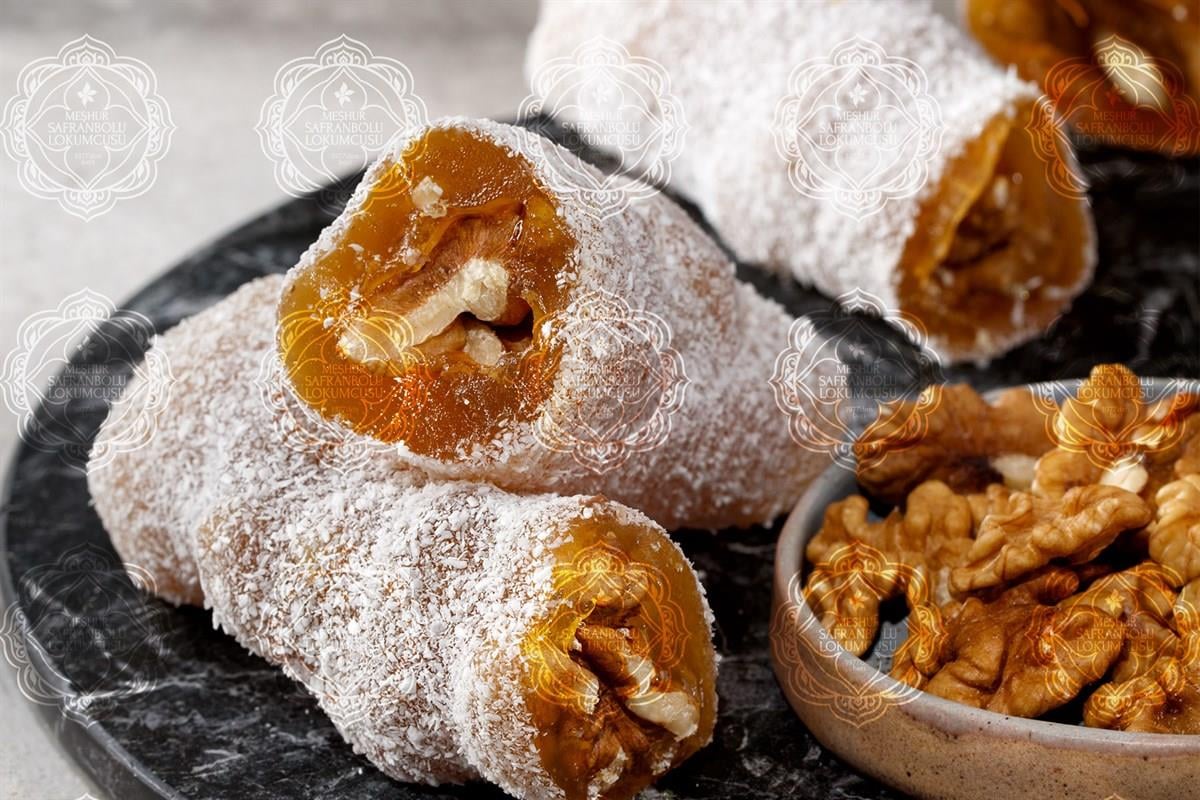 FİTİL DELIGHTSpecial Rolled Turkish Delight With Walnut Covered With Coconut