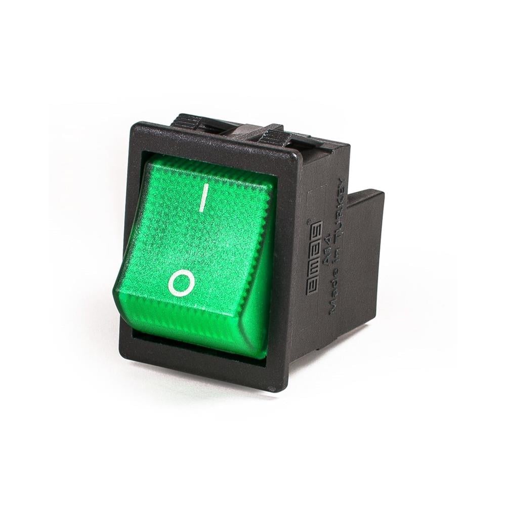 Emas A14B1Y11 30x22mm Siyah Gövde 2 NO Işıklı Terminalli 0-1 Baskılı Yeşil A14 Serisi Anahtar