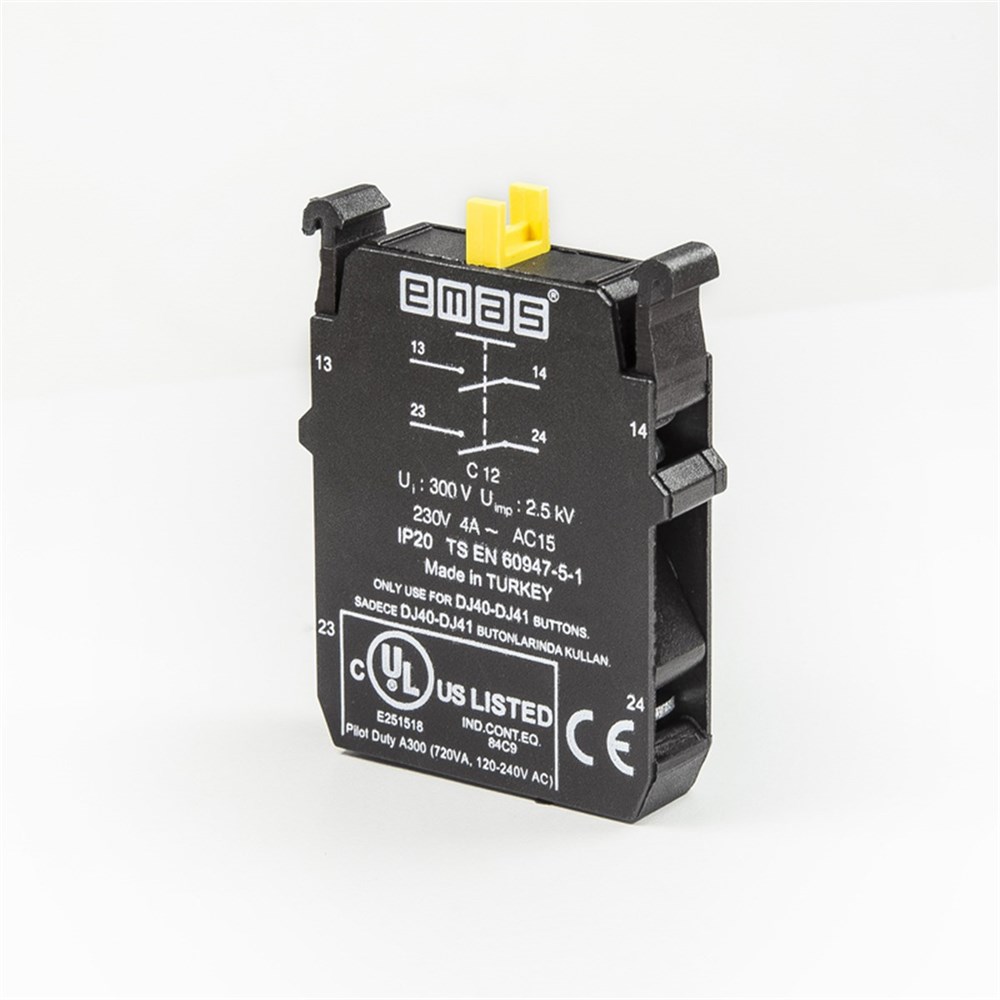 Emas C12 Kumanda Butonu Siyah 2 NA Joystik Kontak Blok
