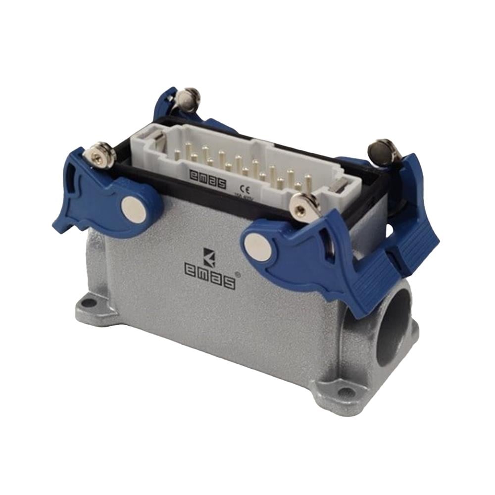 Emas EBM16FD24 Metal 16 Kontak Duvar Tipi Fiş 16A Çift Yan Girişli 4 Mandallı