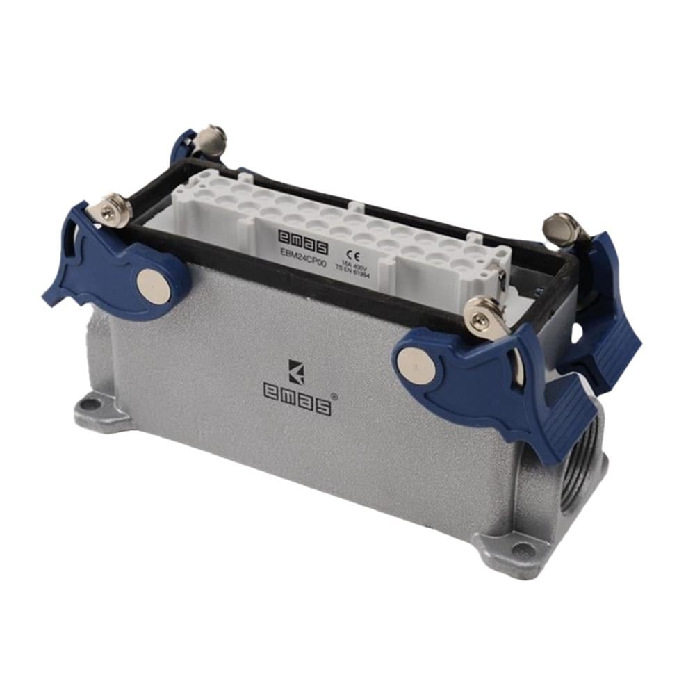 Emas EBM24PD24 Metal 24 Kontak Duvar Tipi Priz 16A Çift Yan Girişli 4 Mandallı