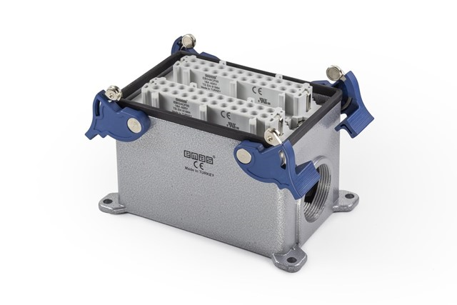 Emas EBM48PD24 Metal 48 Kontak Duvar Tipi Priz 16A Çift Yan Girişli 4 Mandallı