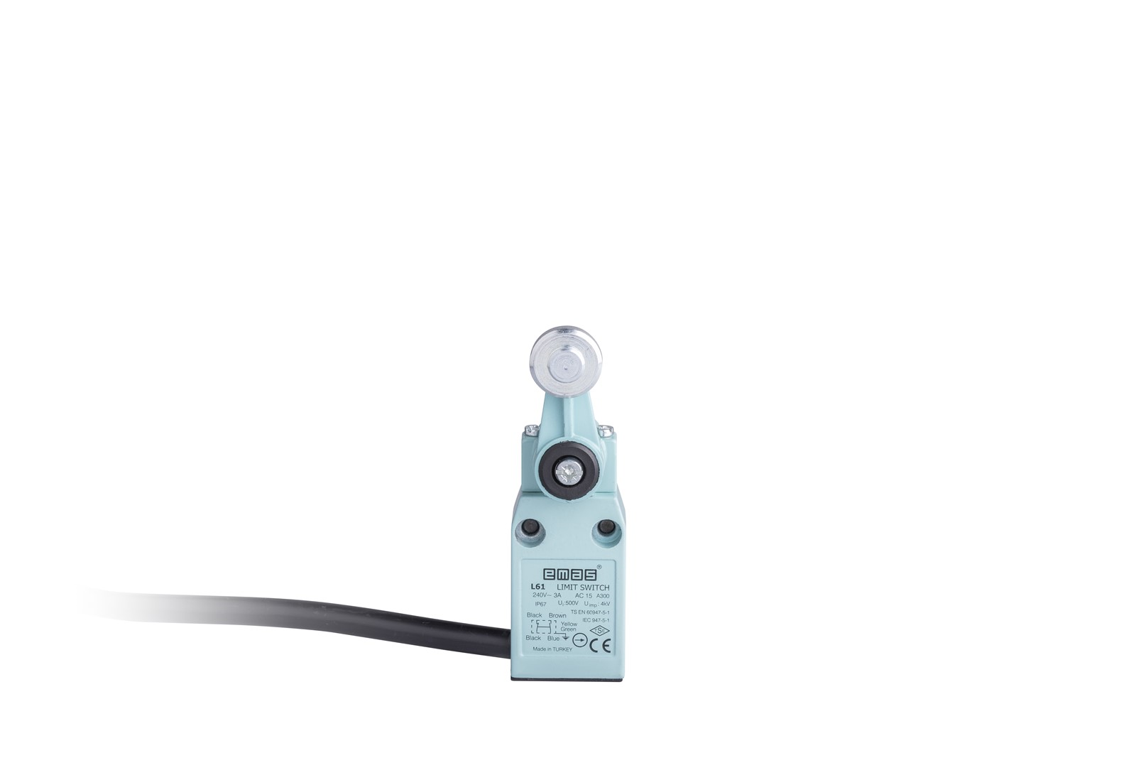 Emas L61K13MEM121 L61 Metal Gövde 18 mm Metal Kollu Makara Ani Hareketli 1NO+1NC Sınır Şalter