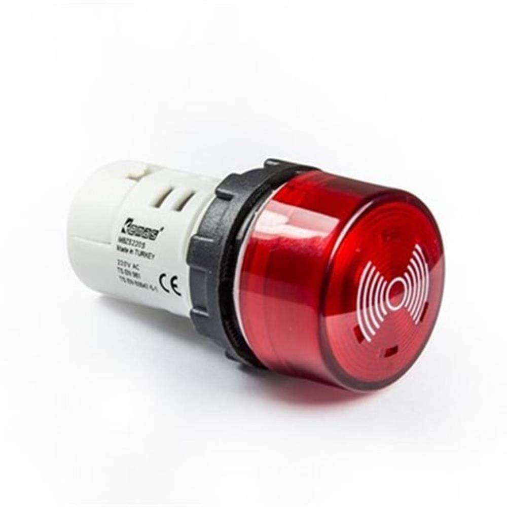 Emas MBZS220S MB Serisi Plastik LEDli 230V AC 22 mm Buzzer