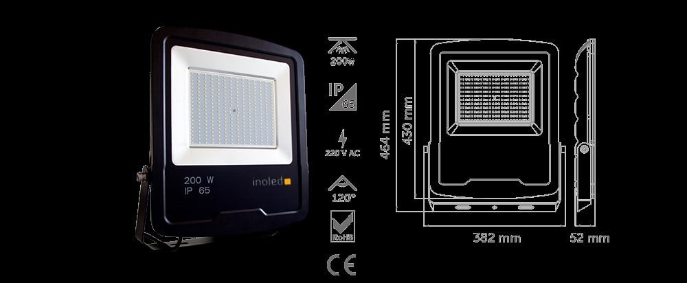 Inoled Elegant 200w SMD Led Projektör 6500K Beyaz
