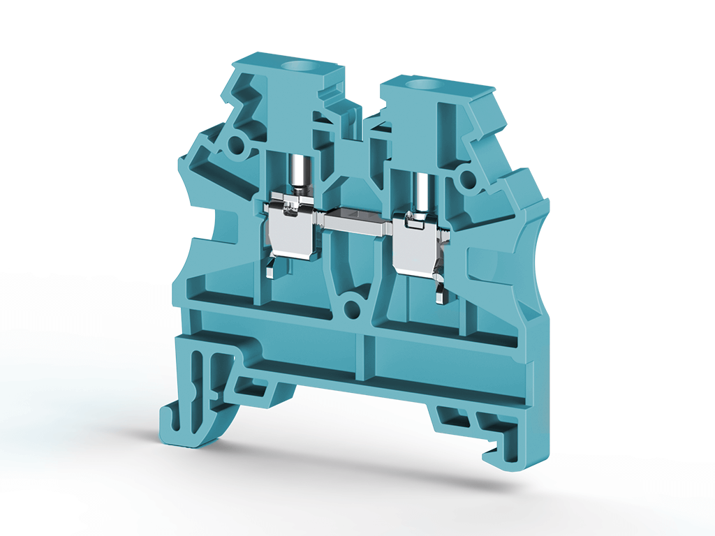 Klemsan 304201 AVK 2,5 RD 2,5 mm², Vida bağlantılı, Tek katlı geçiş klemensi, Yalıtım Malzemesi PA, Mavi