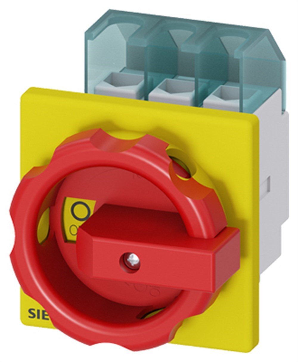 Siemens 3LD2103-0TK53 Acil Stop Şalterleri, Önden Tespitli Tahrik Kolu Sarı/Kırmızı, A 25 9,5 Kw