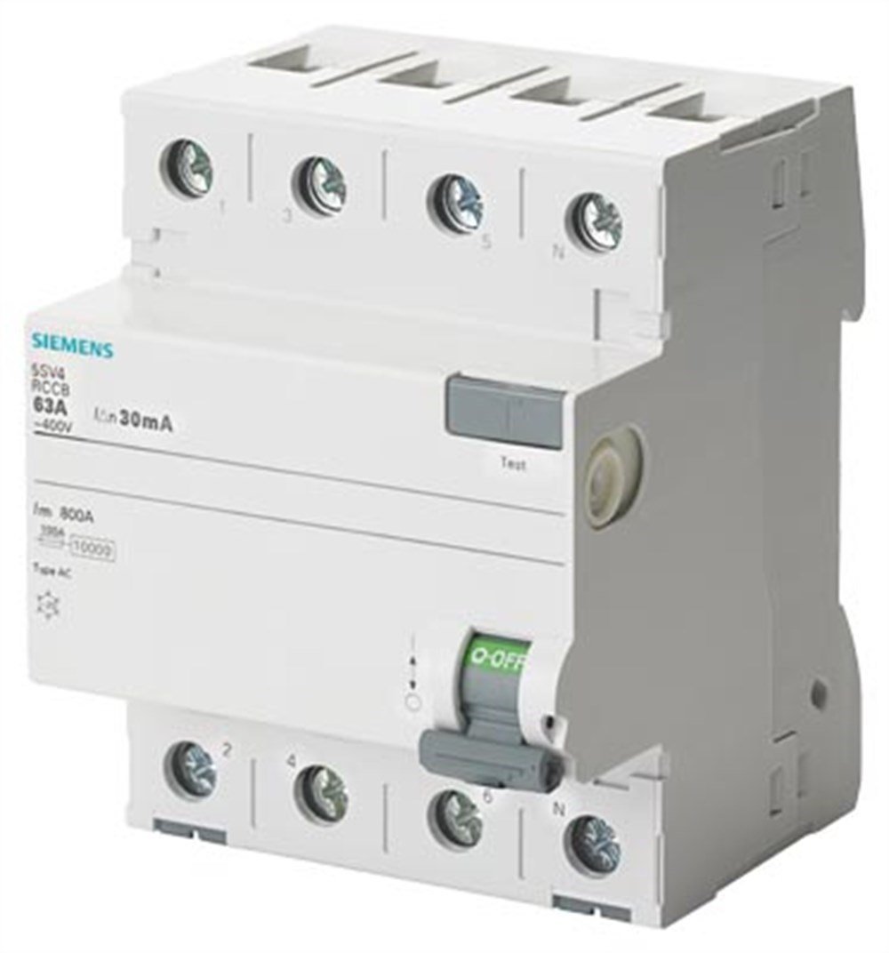 Siemens 5SV4642-0 Hata Akımı Koruma Anahtarı-Fı (Kaçak Akım Koruma Rölesi); 25A; 400V; 300Ma; Trifaze; 3Faz+Nötr; 70Mm