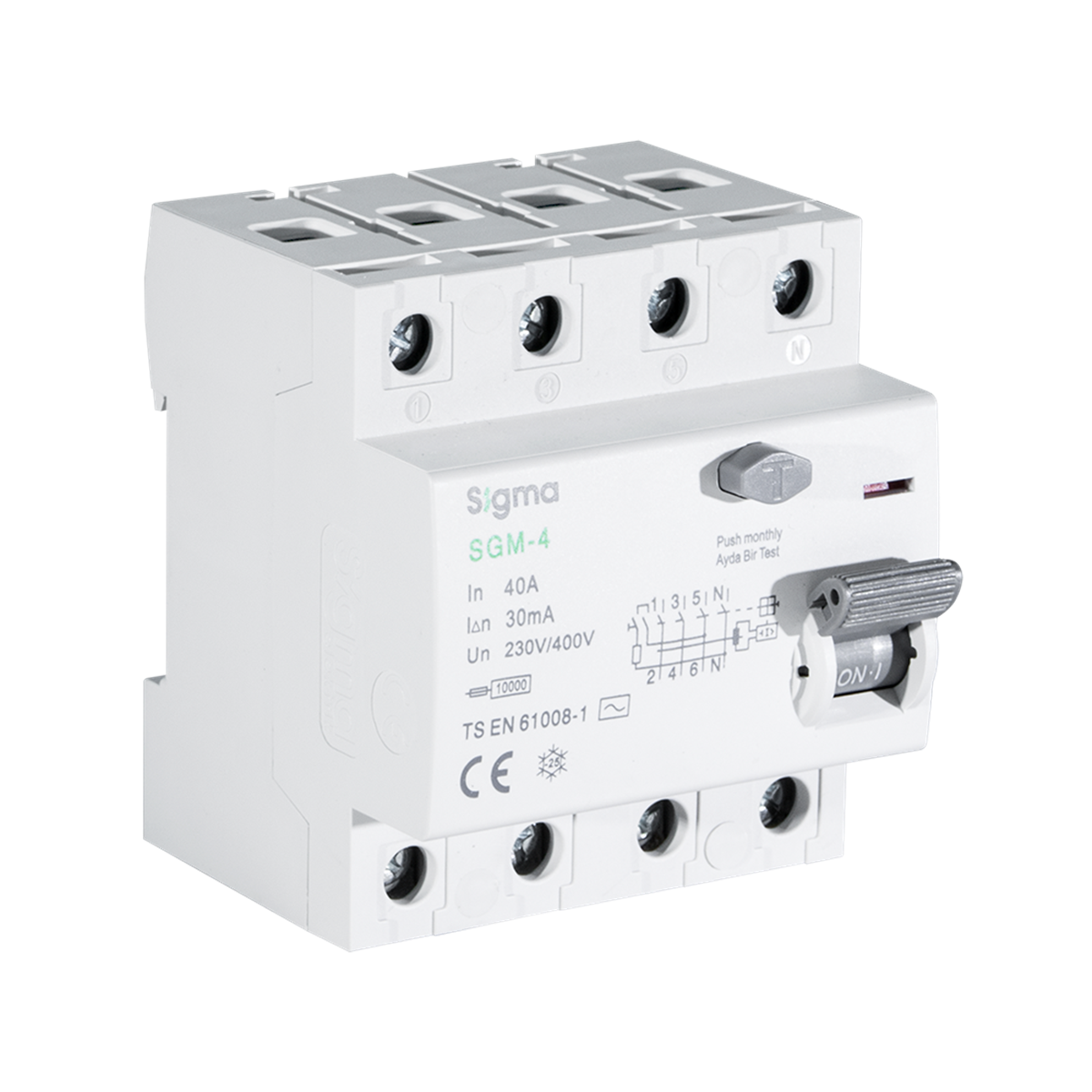 Sigma SGM 4P 30mA 10 kA 40A Kaçak Akım Koruma Rölesi