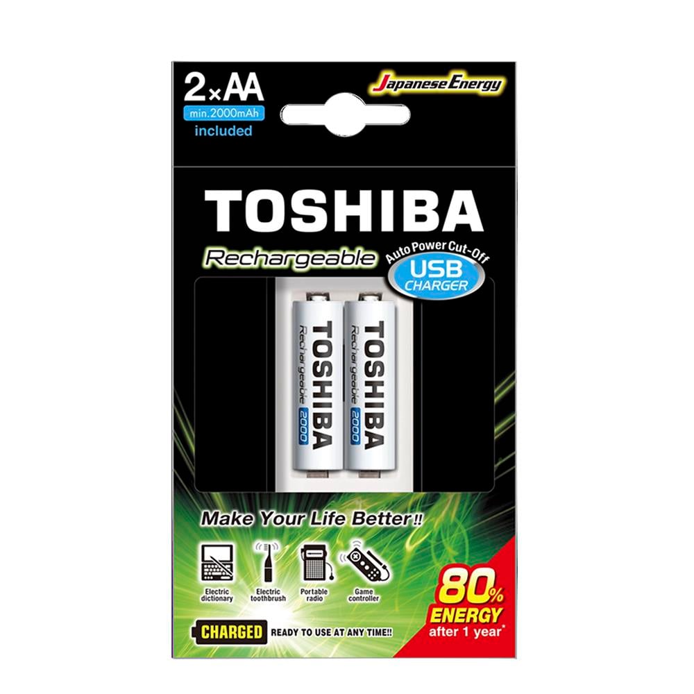 TOSHIBA USB ŞARJ CİHAZI+2 AD.2000MAH KALEM PİL