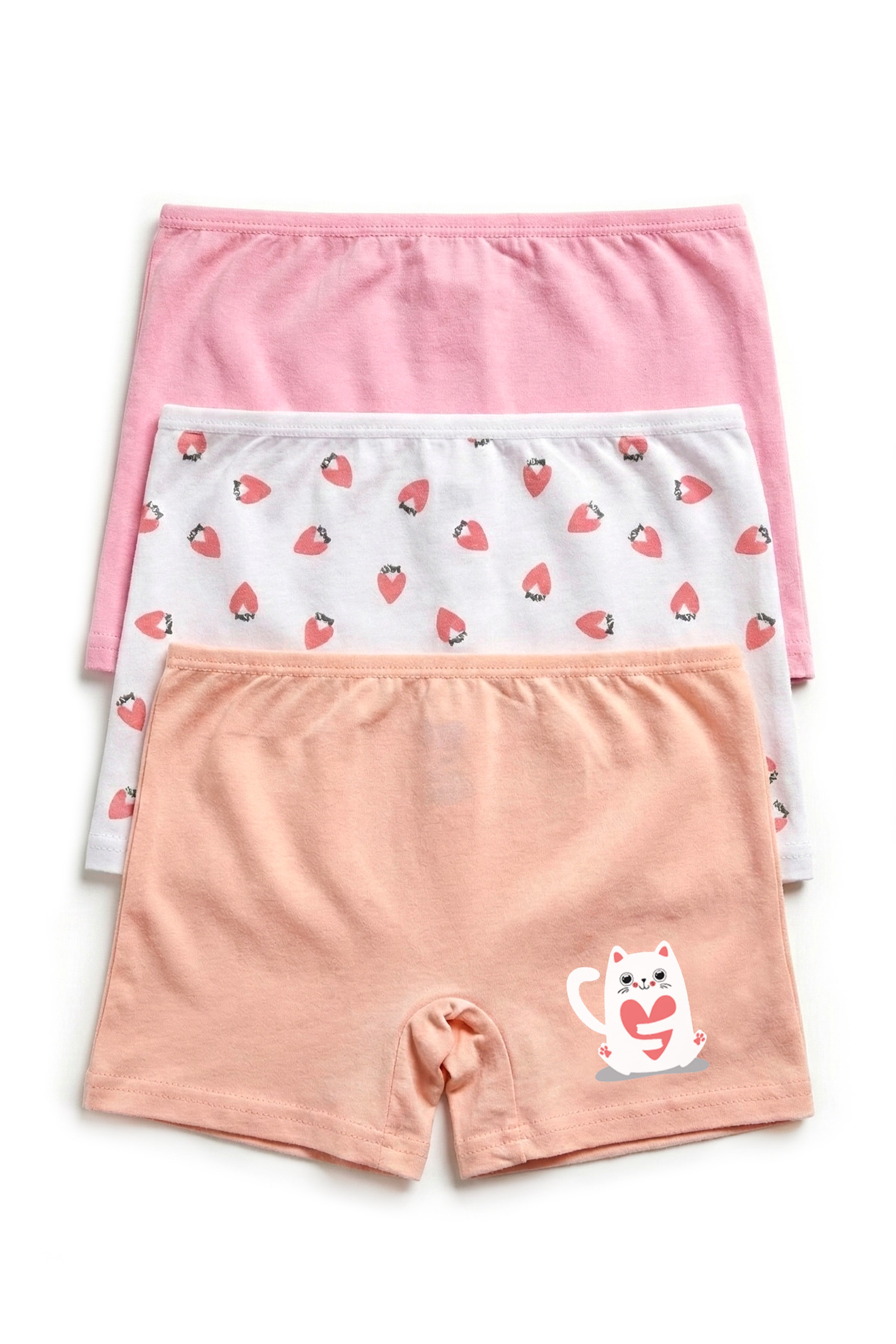 Öts Kız Çocuk 3'lü Pamuklu Boxer Baskılı Esnek ve Konforlu (8312-3)
